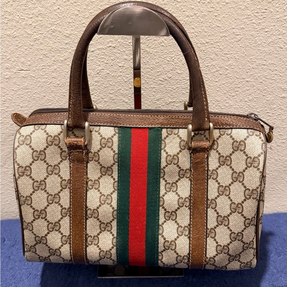 Gucci Boston Bag GG Supreme Monogram Canvas Signature Sherry Line Web Stripe - Picture 8 of 14